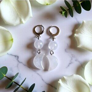 Mystique Moon Quartz Earrings • Celestial Goddess Energy • Handmade OOAK